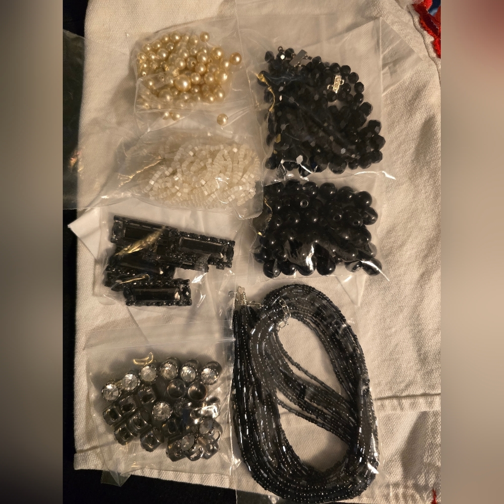 Vintage Black And White Craft Bead Lot